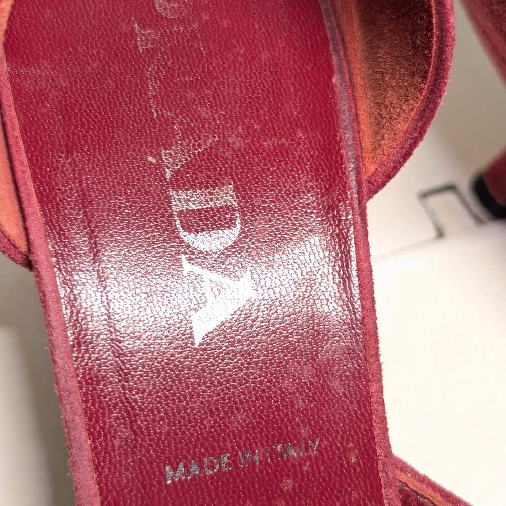 PRADA RARE VINTAGE Red Suede Buckle Kitten Heels Circa Y2K - 37 EU/7 US - Picture 7 of 15